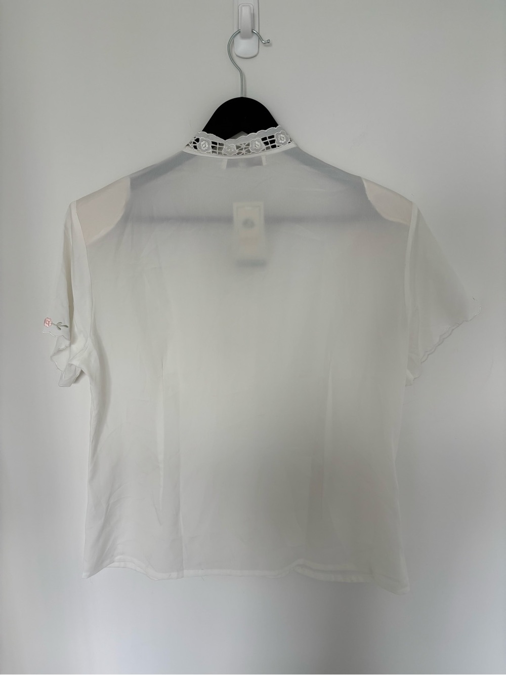 Vintage Pure Silk Embroidered Blouse – White – NWT – Fits Large - Picture 8 of 9